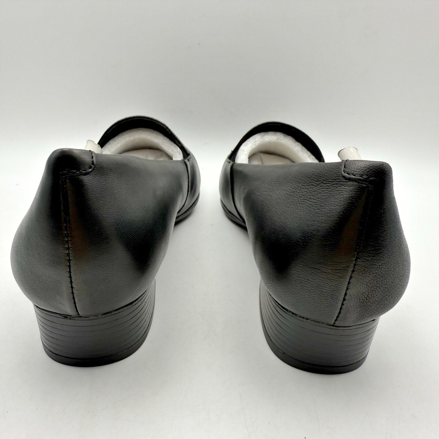 Trotters Womens Monarch Loafers US 9.5 M Black Leather Heel Comfort NIB
