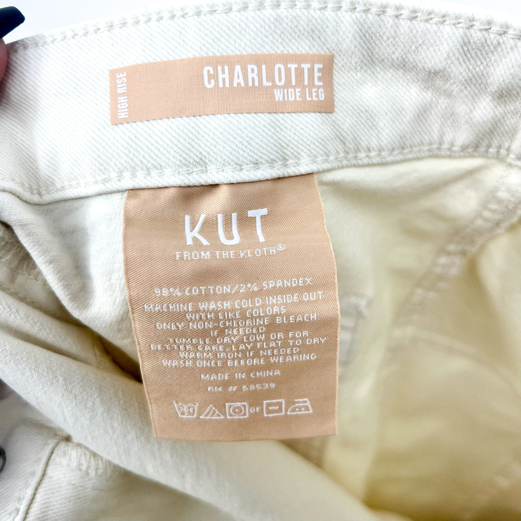 KUT FROM THE KLOTH Womens Charlotte Wide Leg Jeans Size 18 Cream Ecru NWT