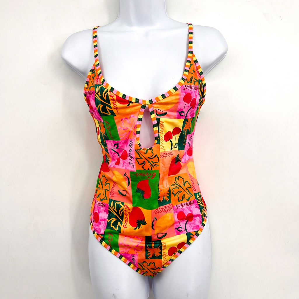 BEACH RIOT Women's Priscilla One Piece Swimsuit Medium Pink Fruit Market NWT