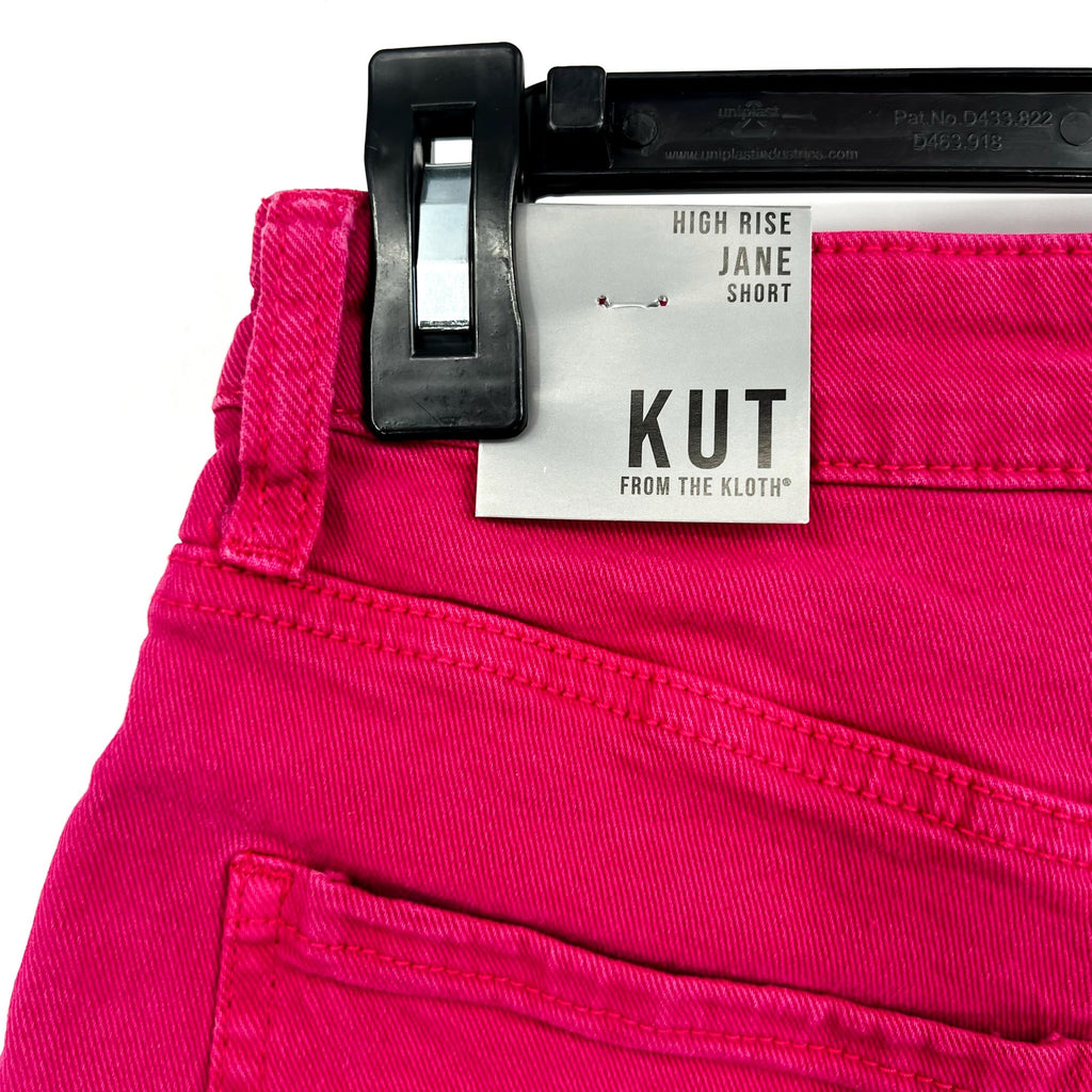 KUT FROM THE KLOTH Womens Jane High Rise Shorts Size 00 Pink Fuchsia Raw Hem NWT