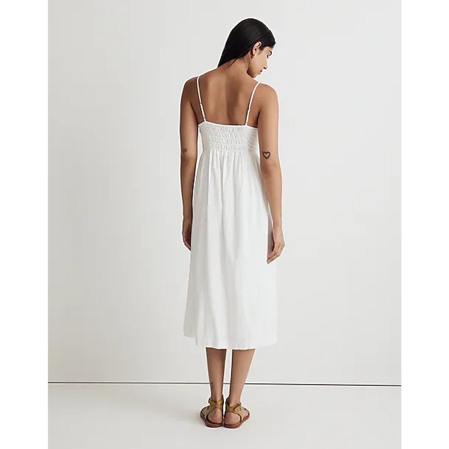 Madewell Womens Double-Tie Cutout Sweetheart Midi Dress White Size 4