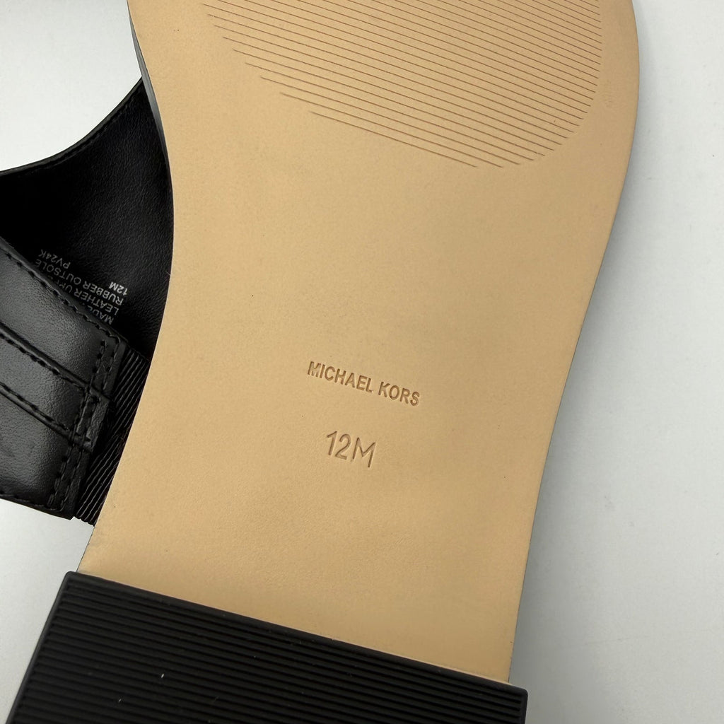 Michael Kors Womens Mandy Leather Thong Sandals Size 12 Black Slingback NIB