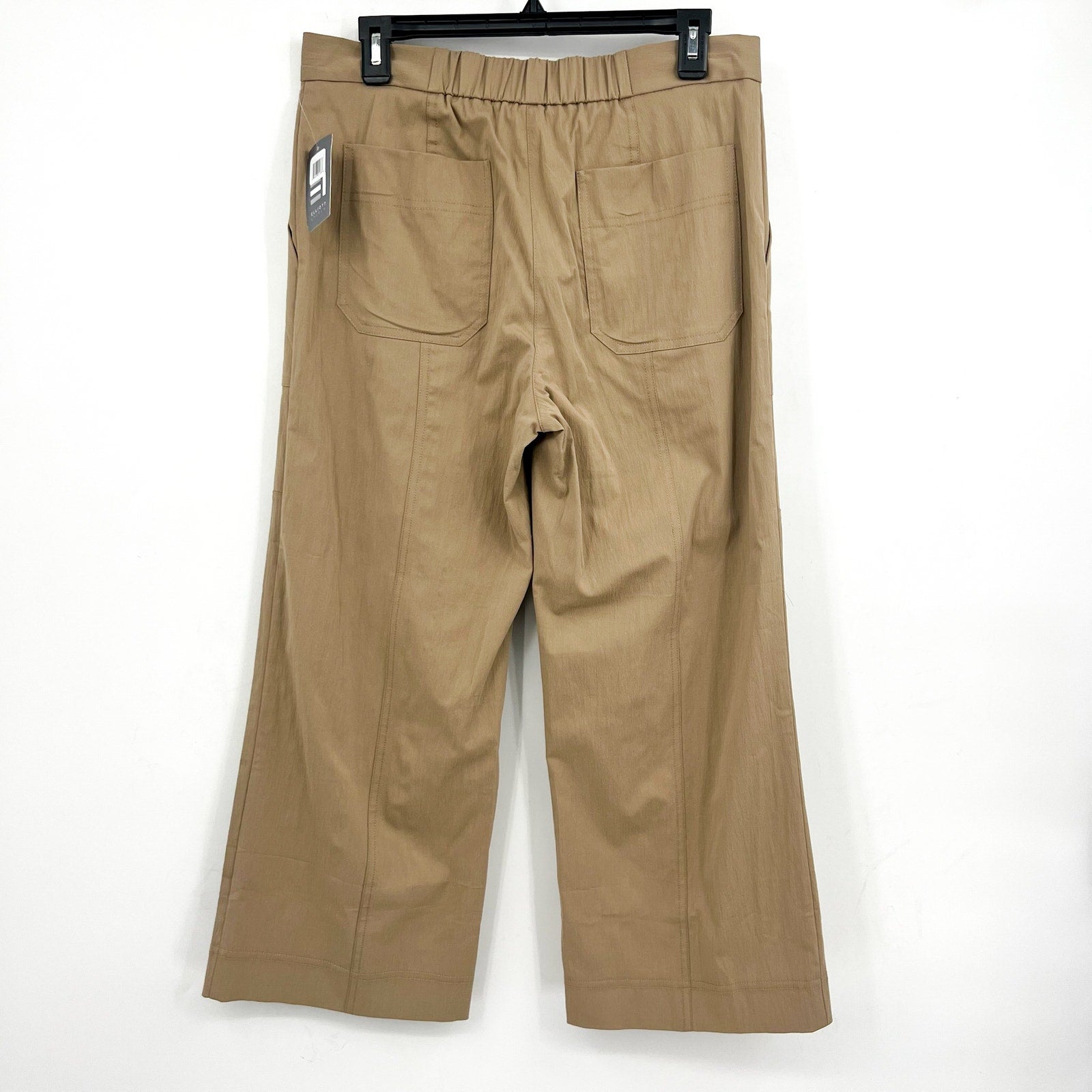 ELLIOT LAUREN Womens Wide Leg Crop Pants Size 8 Tan Driftwood Elastic Waist NWT