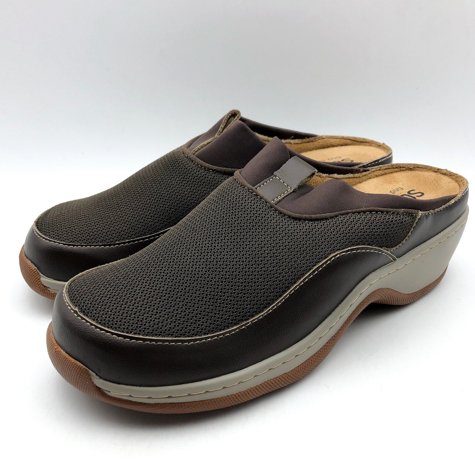 Softwalk Womens Aberdeen Mule Clogs SIZE 7 M EU 37 Dark Brown Leather NIB