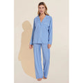 EBERJEY Gisele Print Long PJ Set Small Vista Blue Ivory Stripe TENCEL Modal NWT