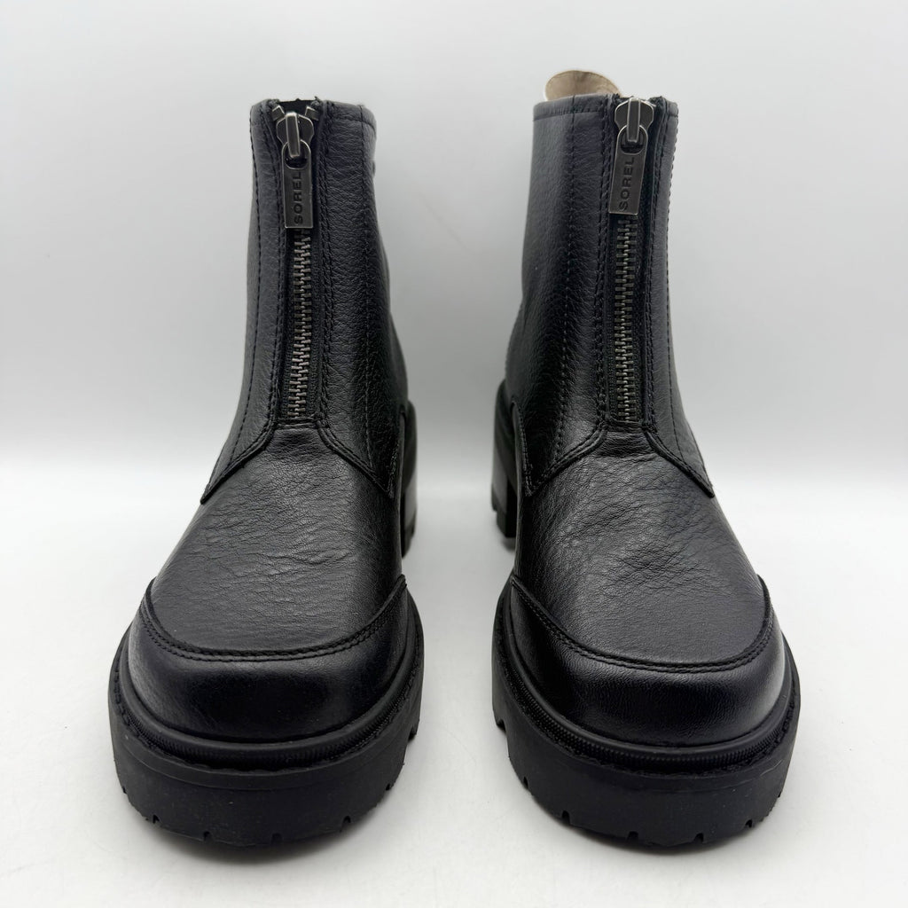 Sorel Womens Joan Now Zip Ankle Bootie Size 9 EU 40 Black Leather Waterproof NIB