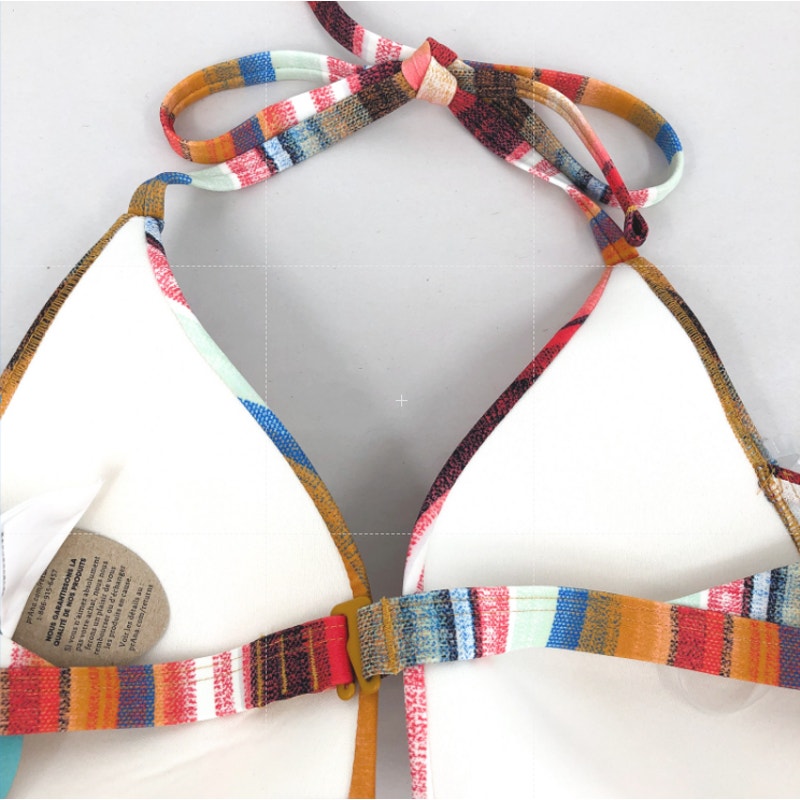 PRANA Women's Lexie Halter Bikini Top XL Multi Baja Stripe UPF 50+ NWT