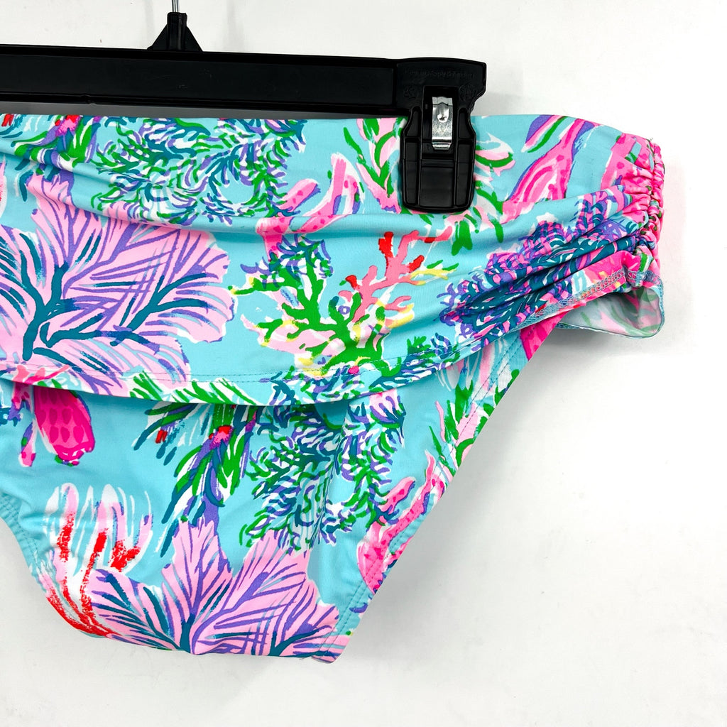 LILLY PULITZER Lagoon Sarong Hipster Bikini Bottom SZ 2 Blue Cay To My Heart NWT