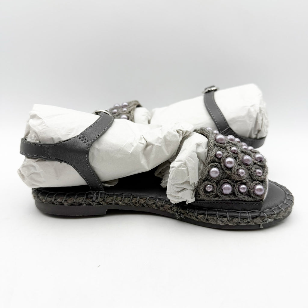 Sam Edelman Kids Holly Sandals US 2 M EU 33.5 Mockingbird Grey Linen NIB