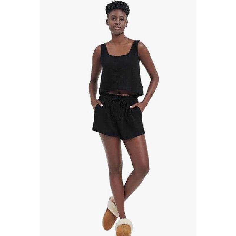 UGG Women's Cinthia Tank Cami XS Tarr Black Cropped Cotton Gauze NWT