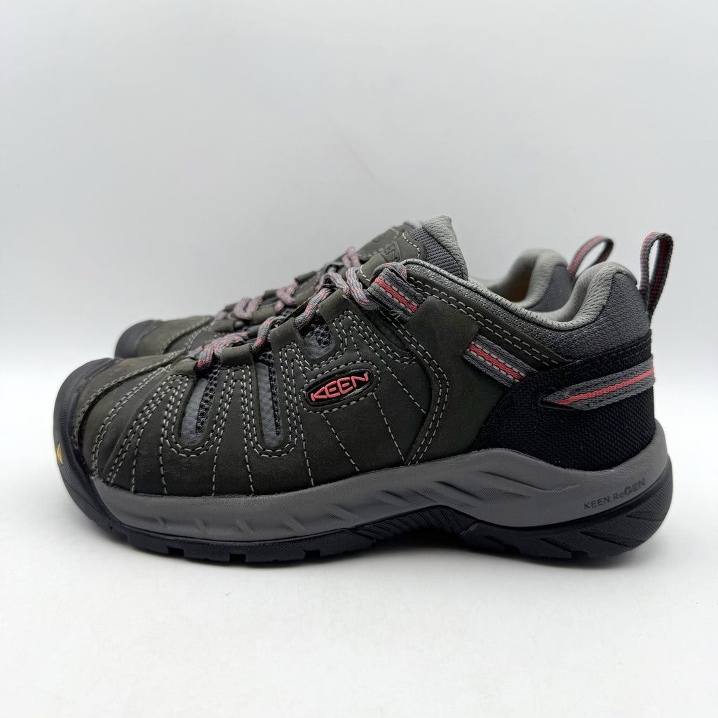Keen Womens Flint II Steel Toe Work Sneakers Size 5 WIDE Grey Leather NIB