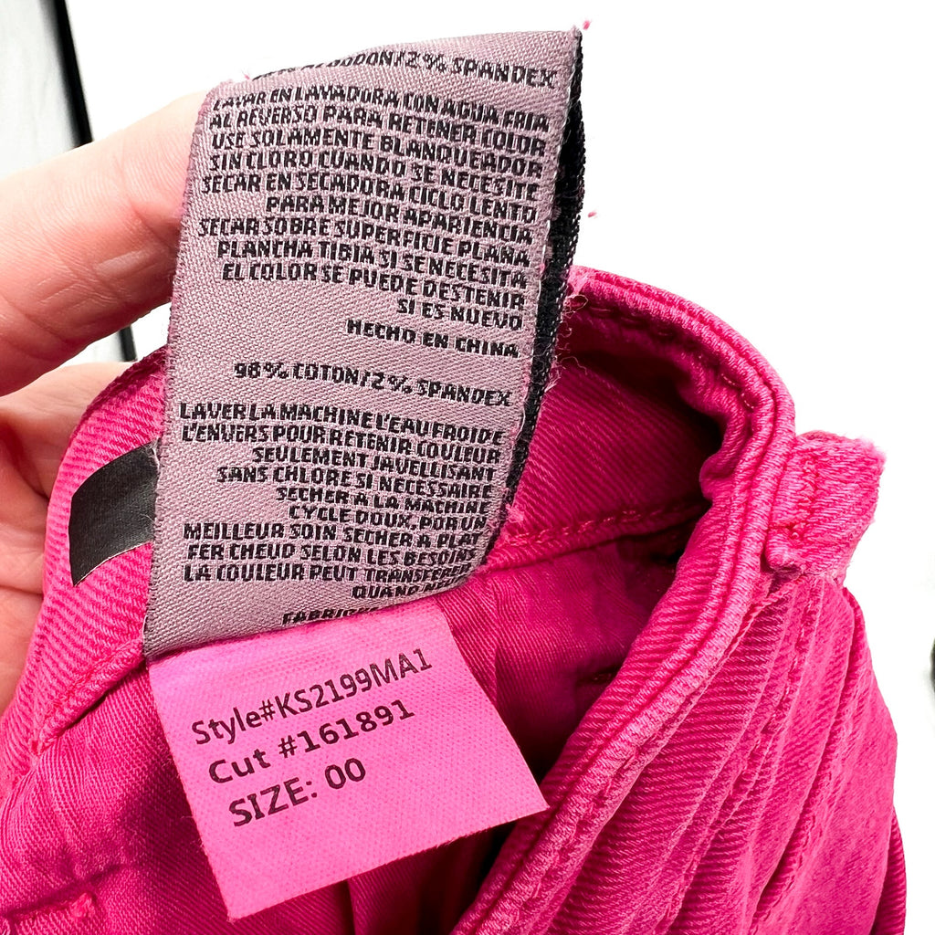 KUT FROM THE KLOTH Womens Jane High Rise Shorts Size 00 Pink Fuchsia Raw Hem NWT