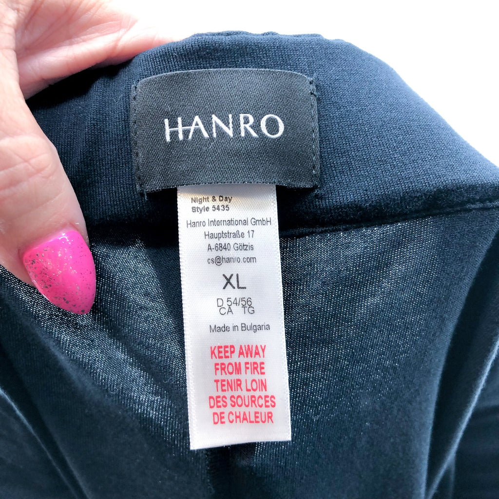 HANRO Men's Night & Day Long Cotton Pants XL Navy Blue Drawstring Pockets NWOT
