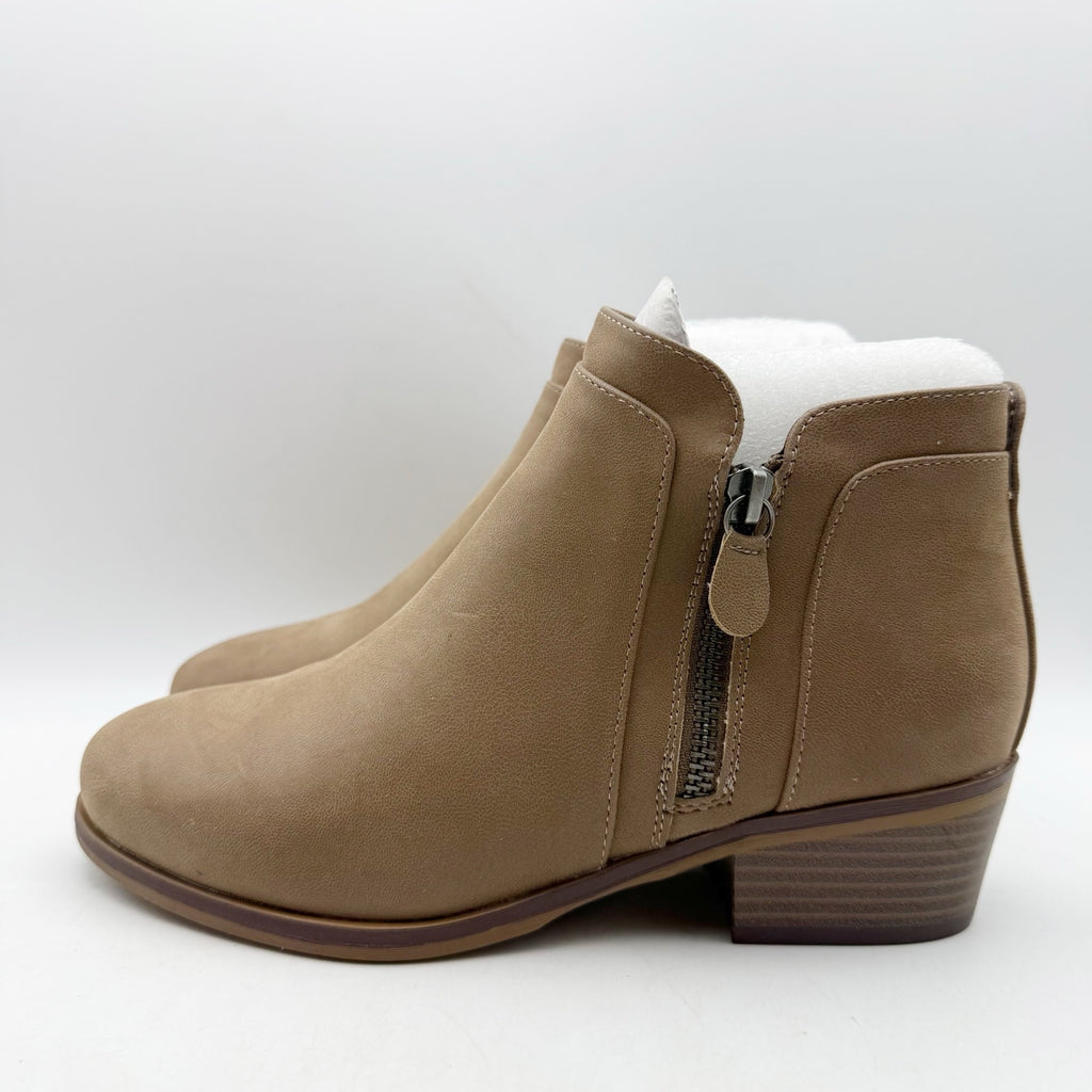 MIA Womens Kendis Ankle Bootie Size 6 Wide Taupe Tan Vegan Leather NWOB