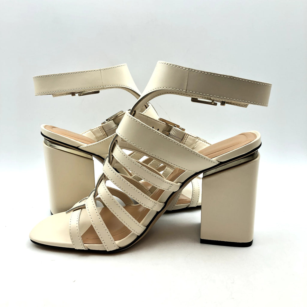 Vince Camuto Womens Hicheny Caged Sandals Size 5.5 Cream Leather Heels NIB
