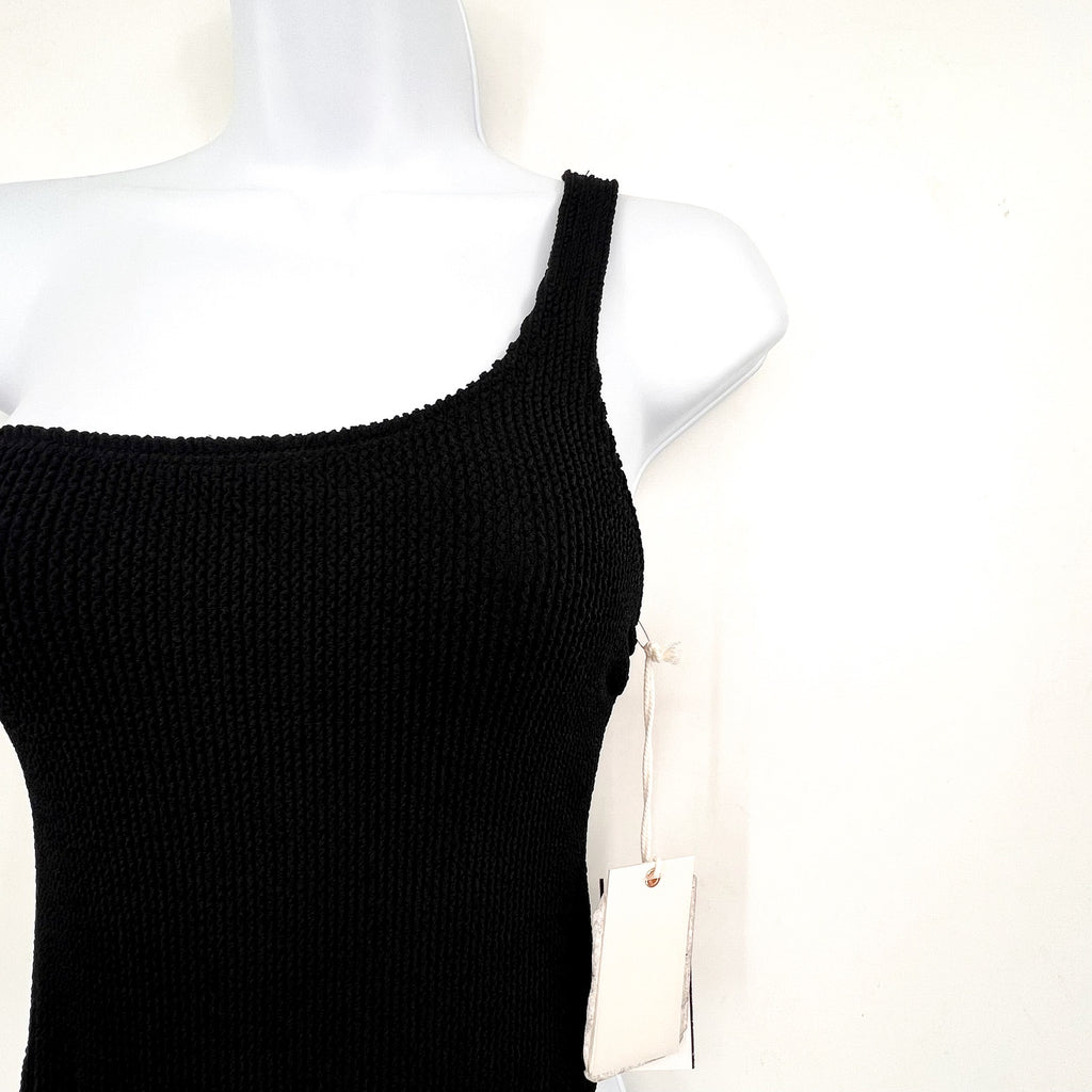 GOOD AMERICAN Always Fits One Shoulder Swimsuit SMALL MEDIUM 1-2 Black NWT