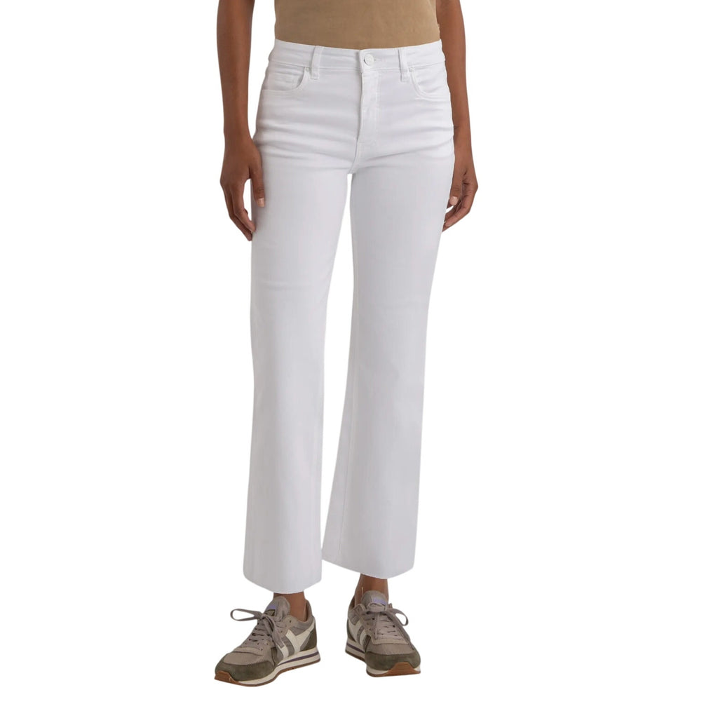 KUT FROM THE KLOTH Kelsey Ankle Flare Jean Size 10 Optic White Raw Hem NWT