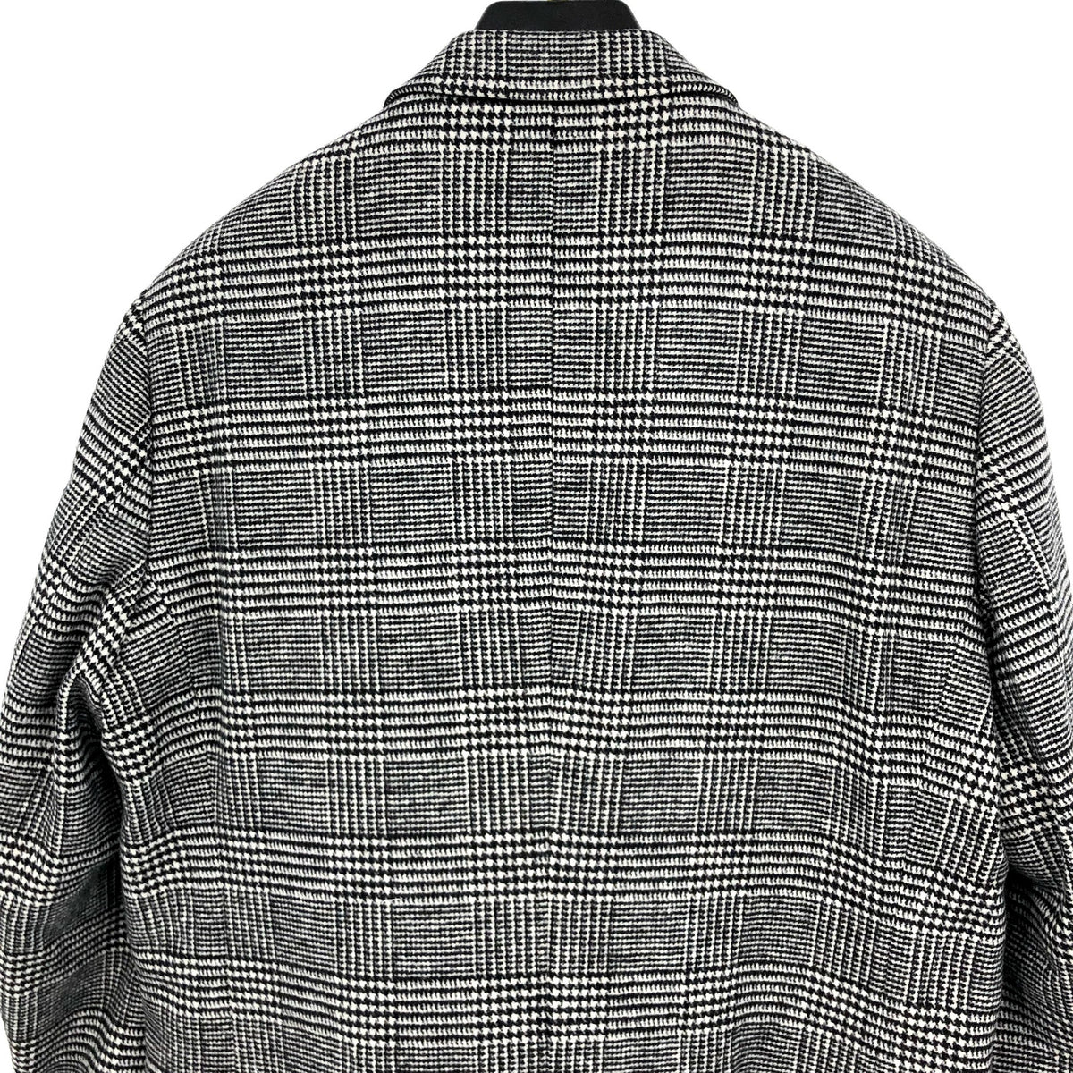 NORDSTROM Men's Glen Wool Blend Topcoat XL Black White Plaid XL NWT
