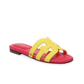 Sam Edelman Girls Bay Cut Out Slide Sandals Size 1 Pink Yellow Leather NIB