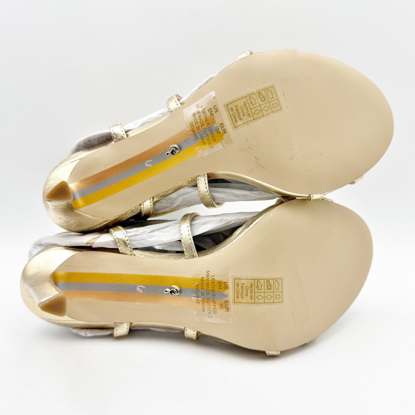 Sam Edelman Womens Delanie Heeled Sandals US 6 M EU 36 Gold Leather Strappy NIB