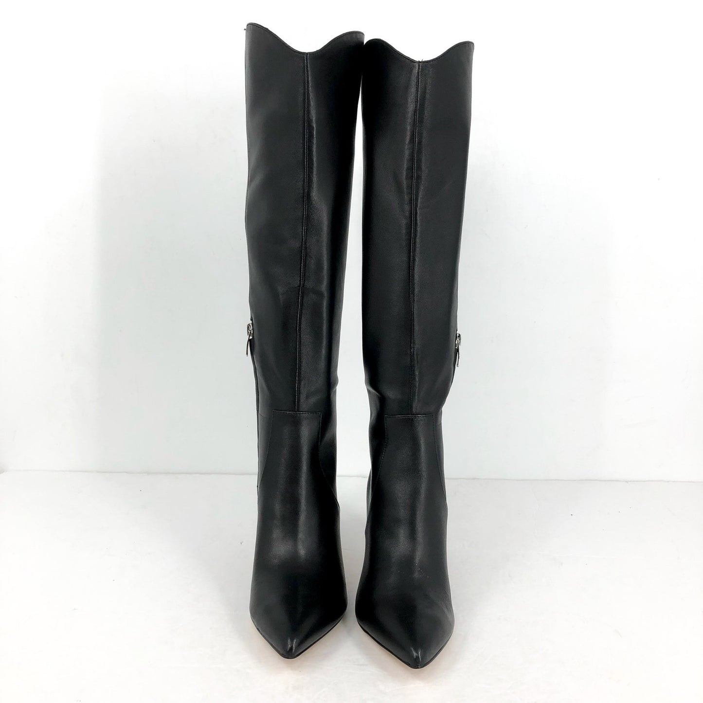 NINE WEST Women's Sirena Knee High Boots Size 7M Black Leather Pointed Toe