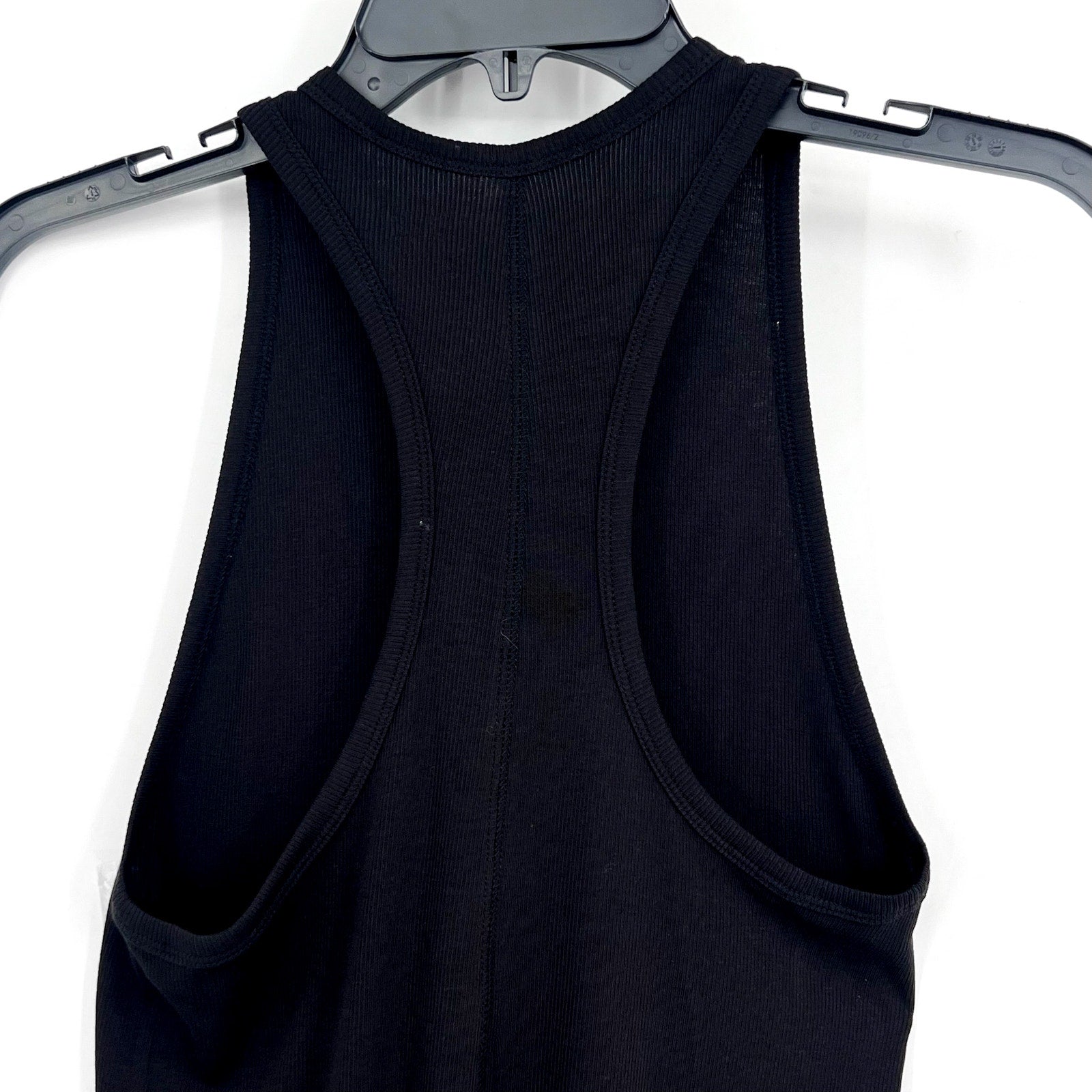 EVERLANE Women's The Luxe Rib Racerback Tank Large Black Supima Cotton NWT