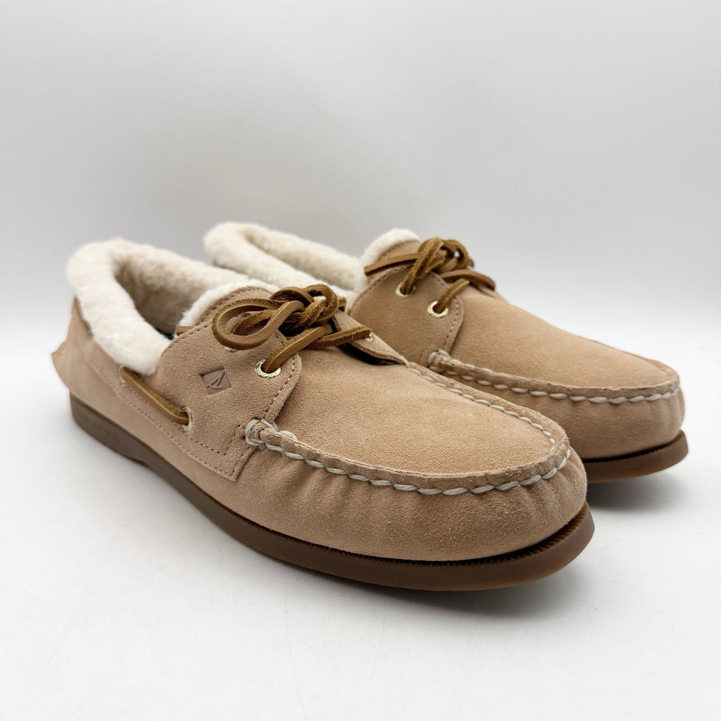 Sperry Womens Authentic Original 2 Eye Boat Shoes Size 7 EU 37.5 Tan Suede NIB