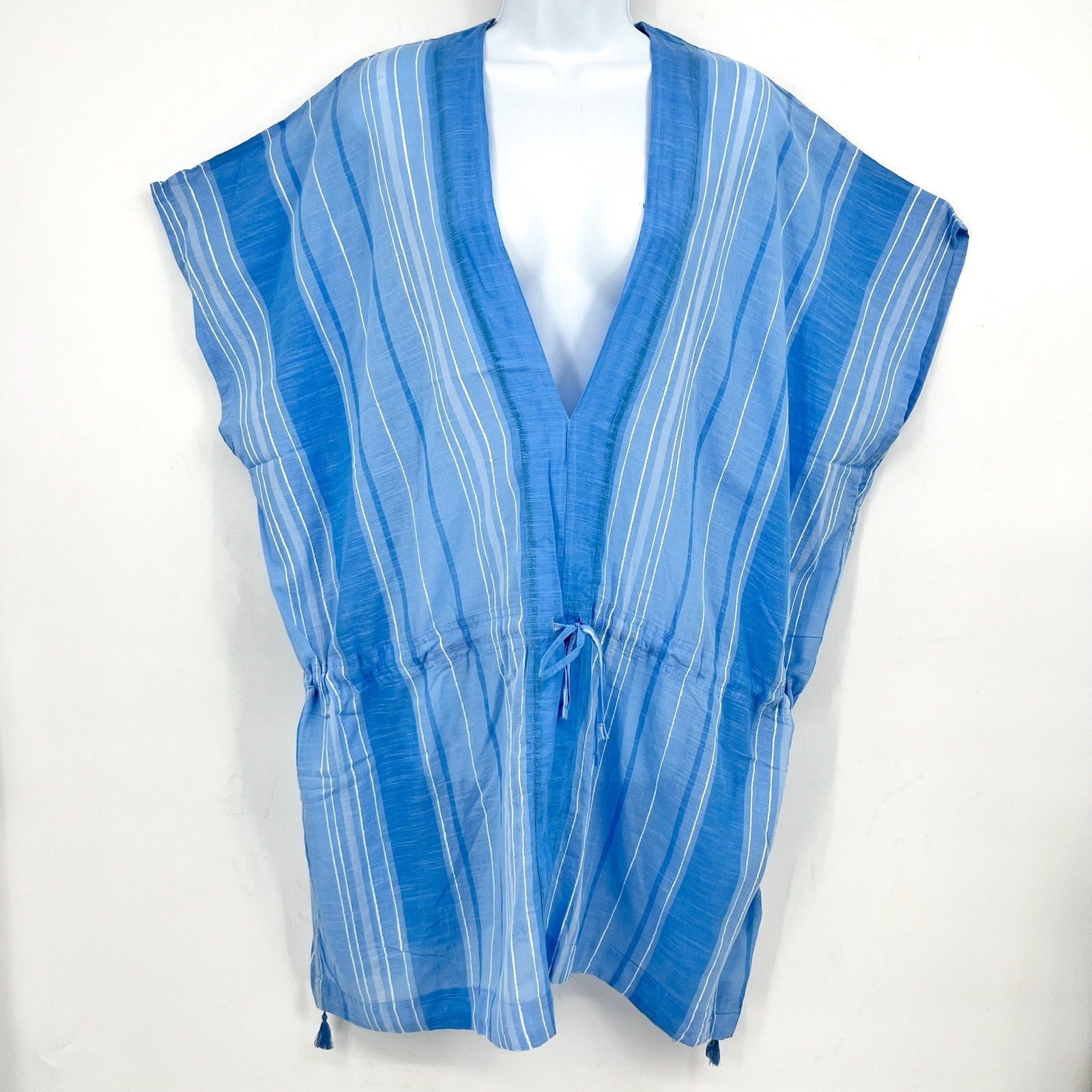 PRANA Women's Marina Bay Tunic Cover Up XL Blue Clear Sky Cotton Dress NWT