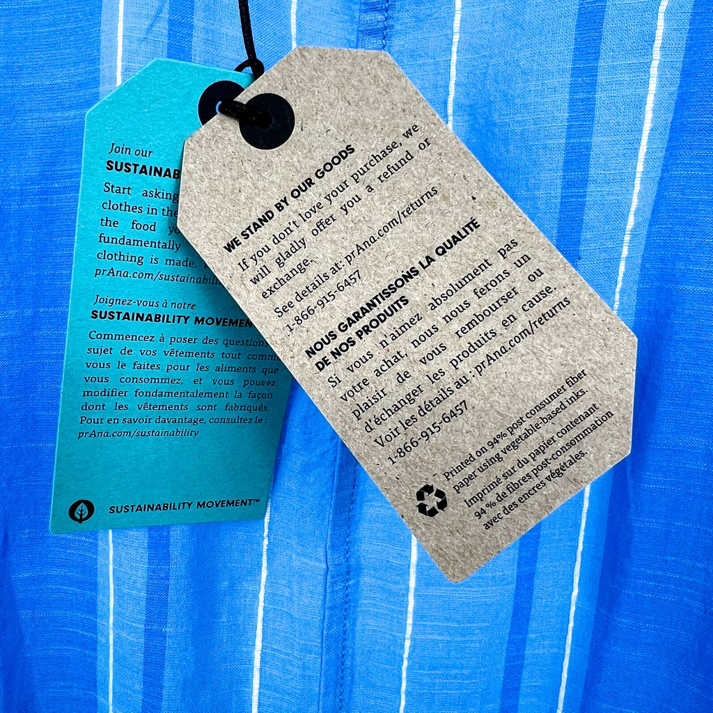 PRANA Women's Marina Bay Tunic Cover Up XL Blue Clear Sky Cotton Dress NWT
