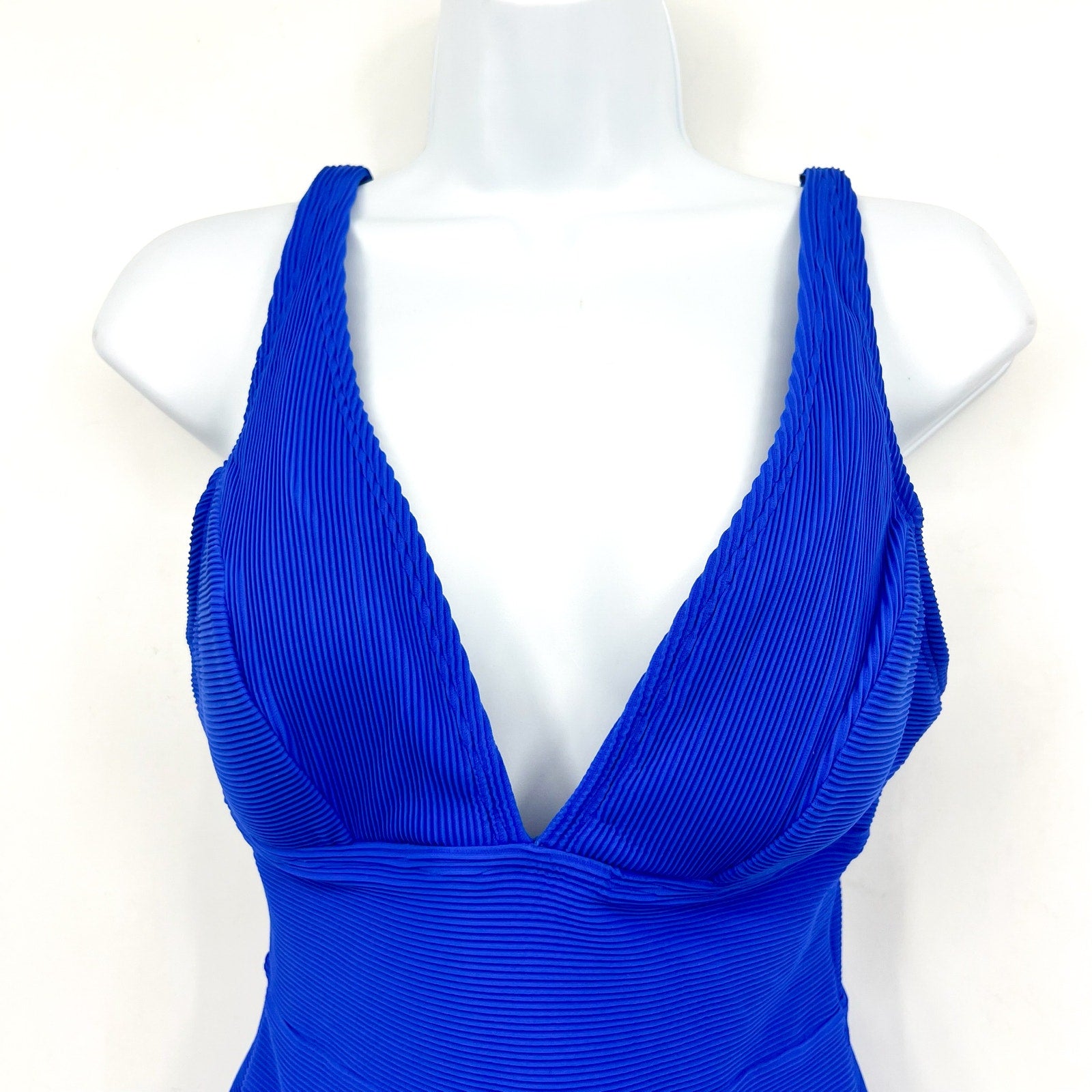 TOMMY BAHAMA Ocean Point V Neck One Piece Swimsuit Size 8 Beach Glass Blue NWOT