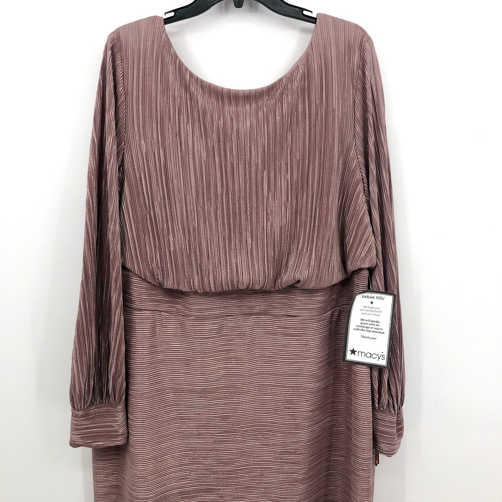 NIGHTWAY Women's Blouson Dress Size 18W Pink Rose Gold Long Sleeve NWT