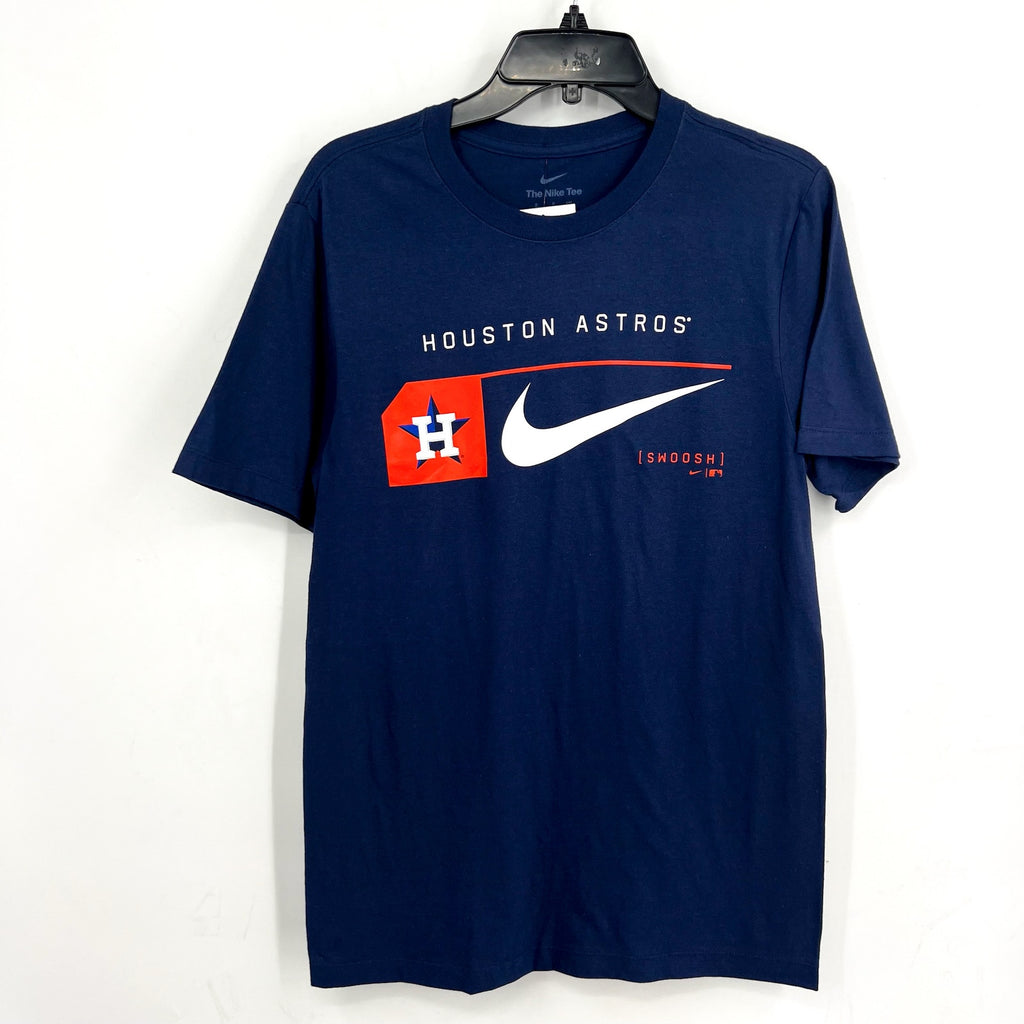 NIKE Mens Houston Astros Swoosh Lockup T-Shirt Small Navy Short Sleeve NWT