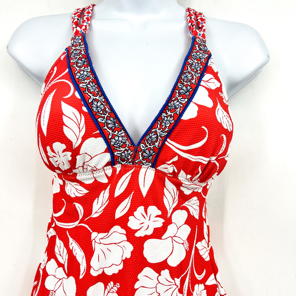 TOMMY BAHAMA Island Cays Fiori Reversible Tankini Top Medium Pink Coral NWT