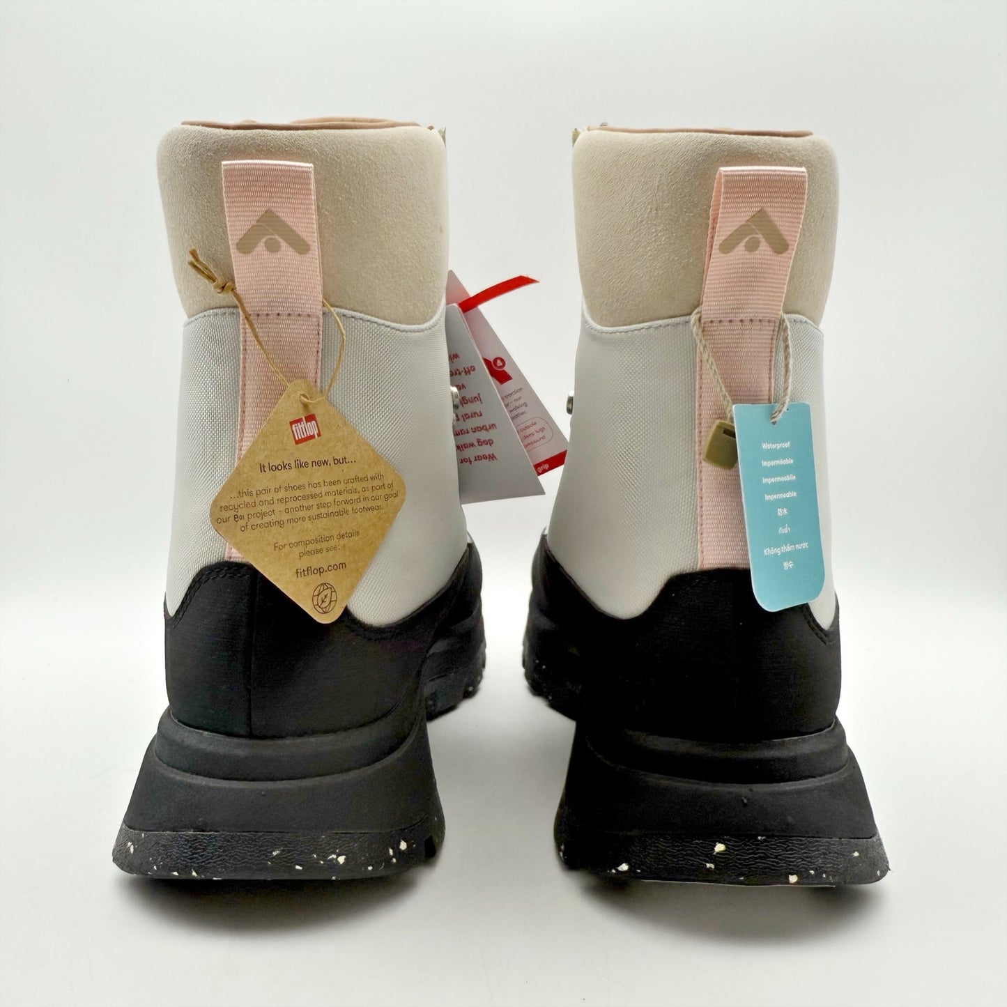 FitFlop Women NEO-D-HYKER E01 Walking Boot US 8 EU 39 White Black Waterproof NIB