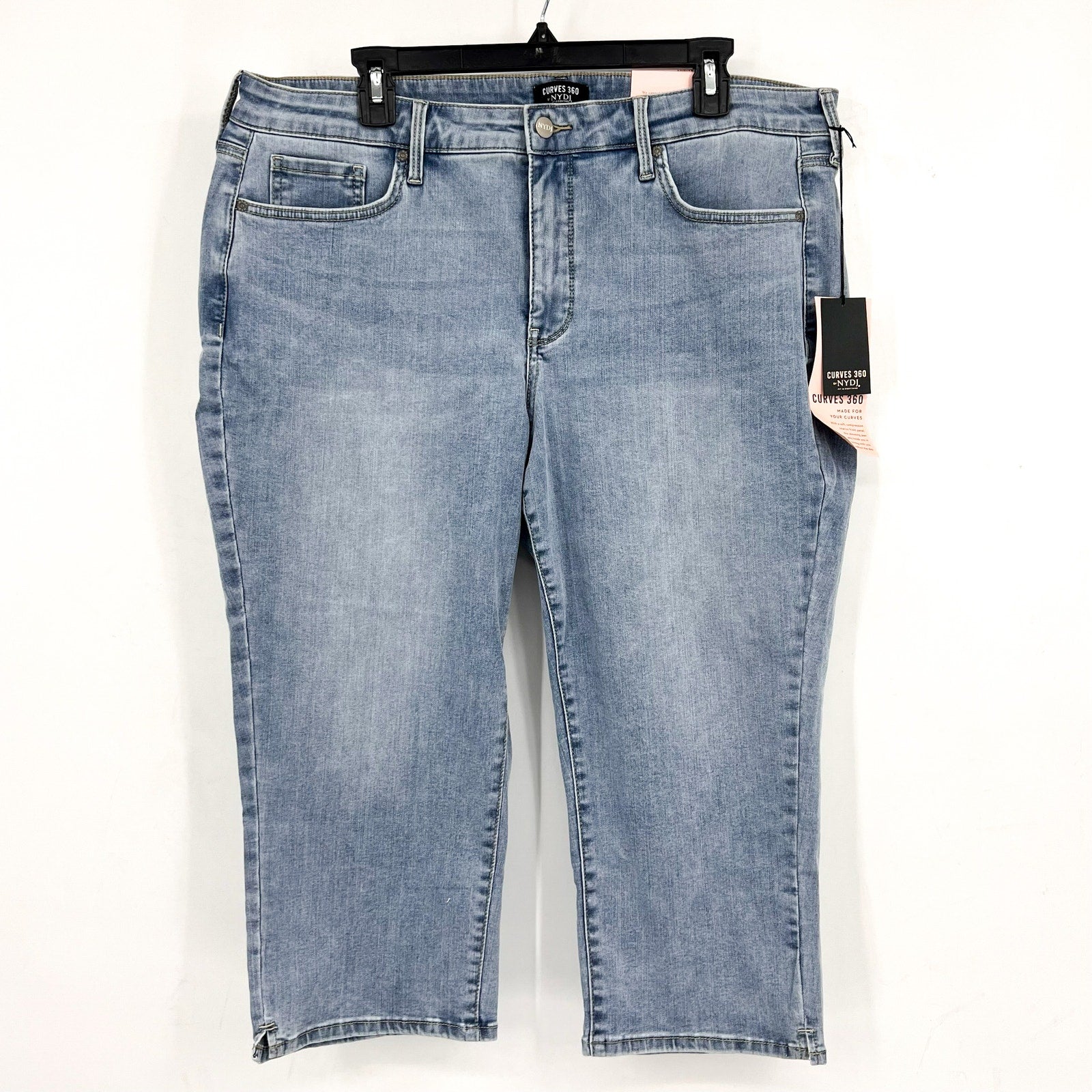 NYDJ Curves 360 Womens Slim Straight Crop Jeans Size 16 Charmed Light Blue NWT