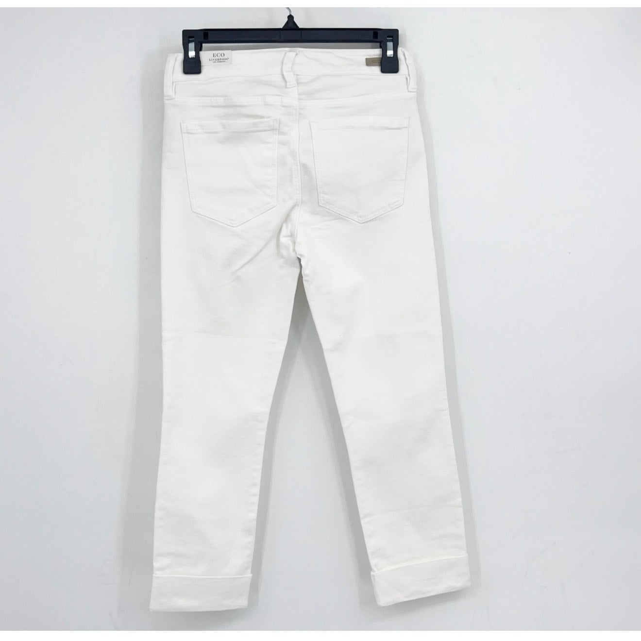 LIVERPOOL Charlie Crop Skinny Jeans Size 25 US 0 Bone White Cuff High Rise NWT