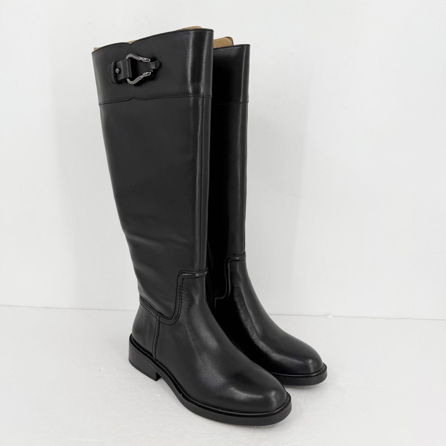 Vince Camuto Womens Andalian Knee High Boots US 6 M Wide Calf Black Leather NIB