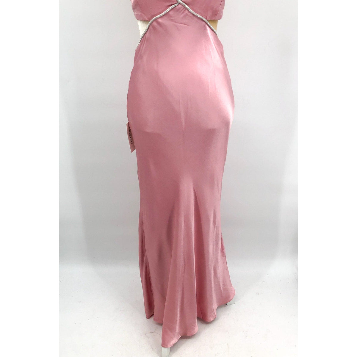 BARDOT Womens Rome Diamonte Slip Dress US Size 8 Blush Pink Open Back V NWT