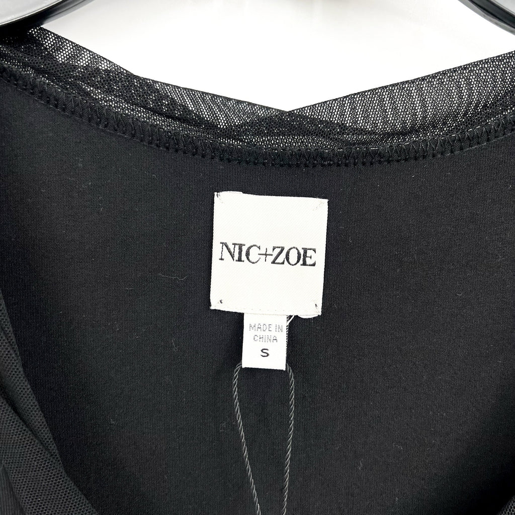 NIC+ZOE Women's Date Night Drape Tank Top Small Black Sleeveless NWT