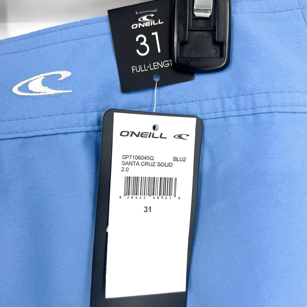 O'NEILL Mens Santa Cruz Solid 2.0 Boardshorts Size 31 Blue Cyan Drawstring NWT