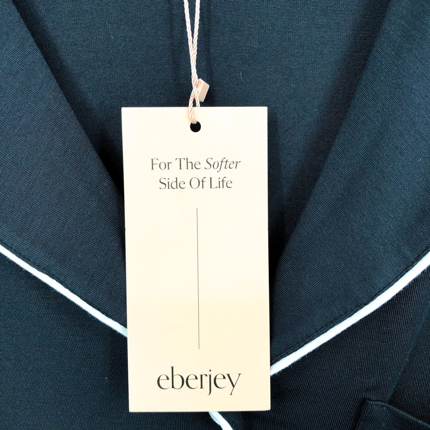 EBERJEY Gisele Short Sleeve Cropped PJ Set Medium Black Pink TENCEL Modal NWT