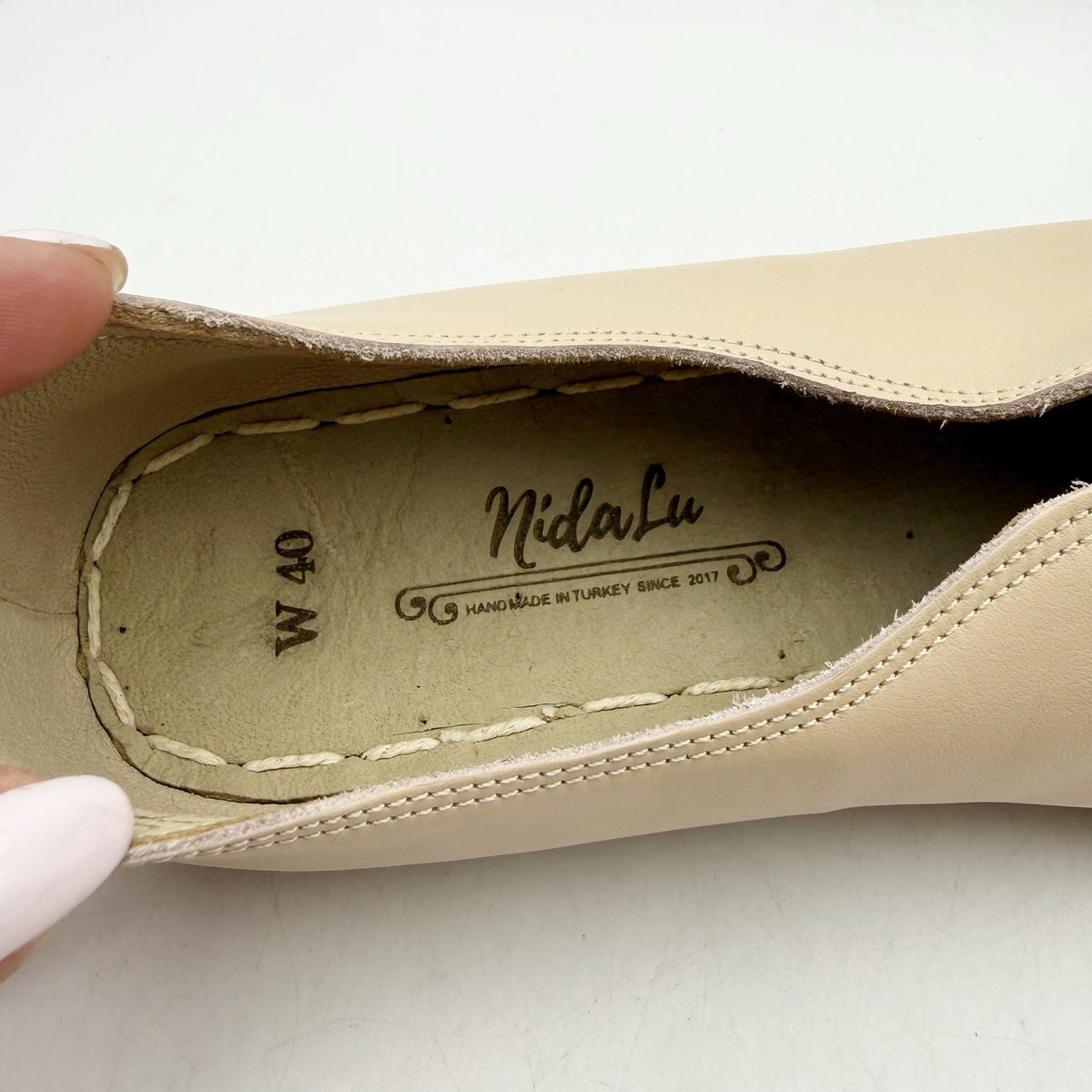 NIDA LU Womens LU Loafers EU 40 US Size 9 Bone White Leather NWOB