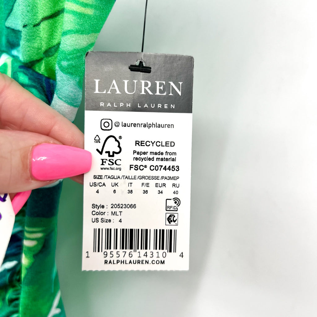 LAUREN RALPH LAUREN Underwire One-Piece Swimsuit Size 4 Green Cartago Palms NWT