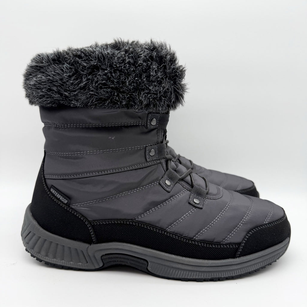 Orthofeet Womens Alps Snow Boots US 10 WIDE Grey Black Waterproof NWOB