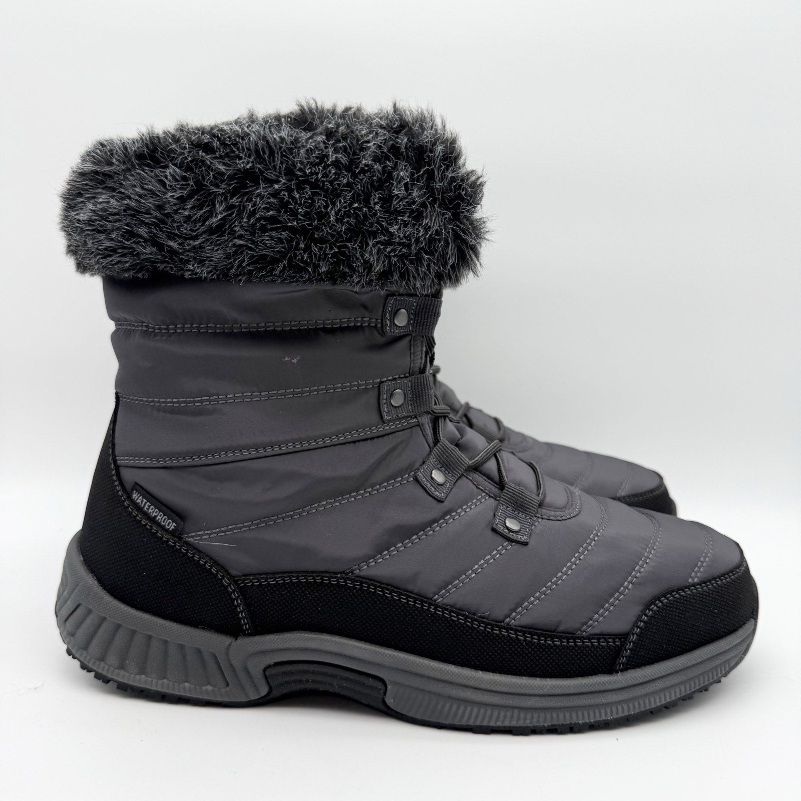 Orthofeet Womens Alps Snow Boots US 10 WIDE Grey Black Waterproof NWOB