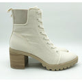 Dolce Vita Womens Canvas Combat Boots Size 11 Off White Stacked Heel NWOB