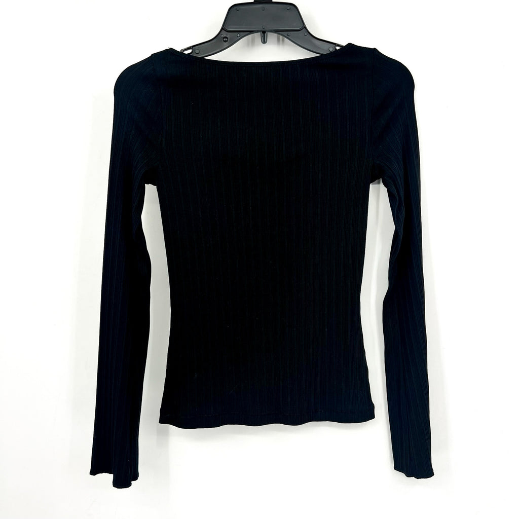 MADEWELL Women's Boat Neck Rib Top XS Jet BlackLong Sleeve NS805 NWT