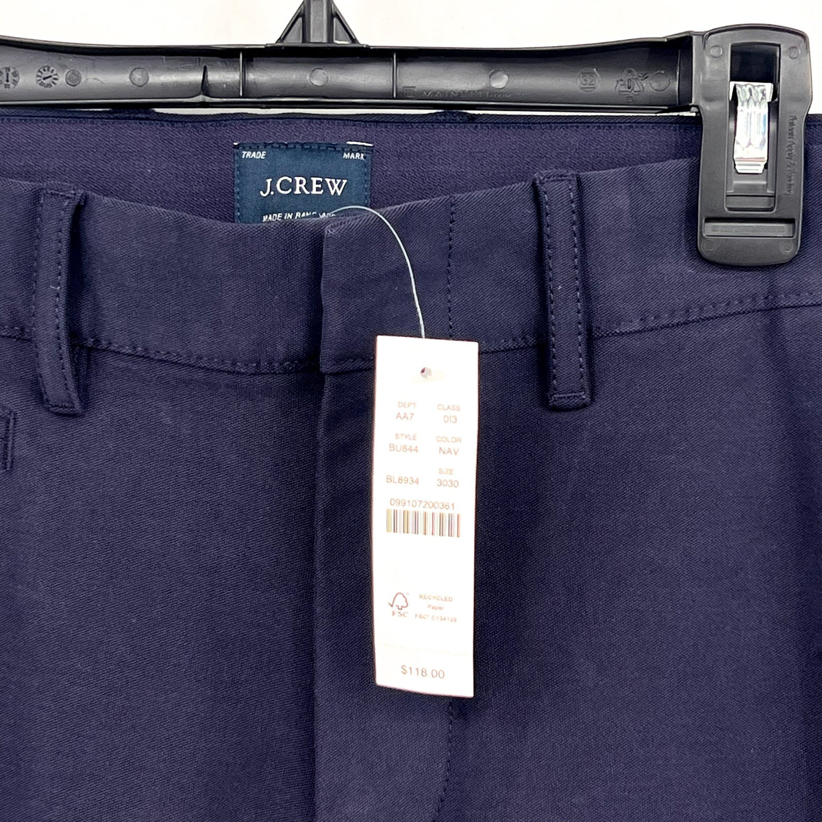 J.CREW Mens 770 Straight-Fit Tech Pants 32x30 Navy Blue Midweight BU844 NWT