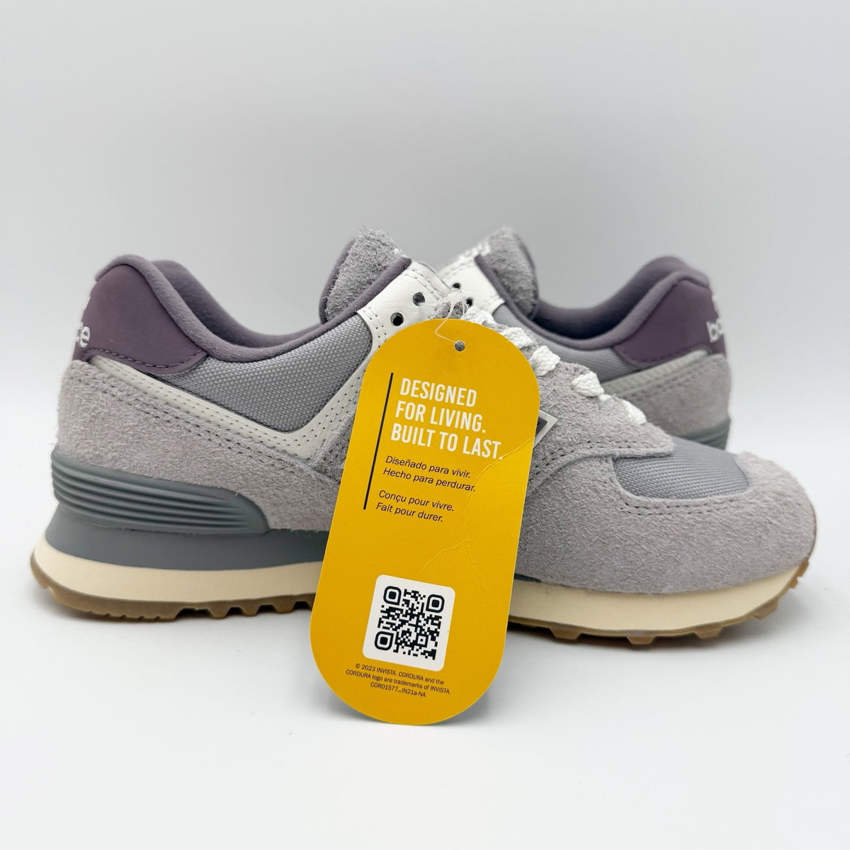 New Balance Womens 574V2 Casual Sneakers 7.5 WIDE Purple Grey Cordura NWT