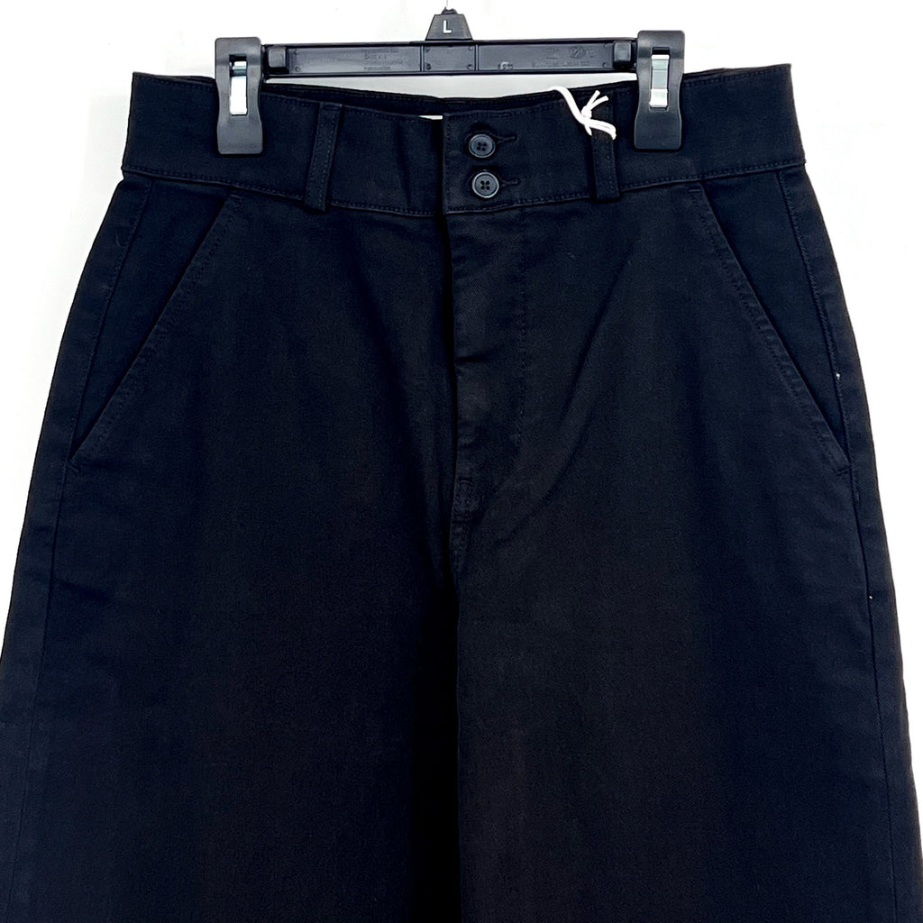 EVERLANE Womens Organic Wide-Leg Crop Pants Size 4 Black Chino Stretch Twill NWT